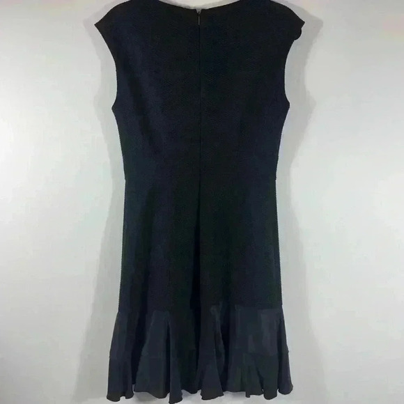 Rebecca Taylor Black Sheath Dress Textured Terry Flounce Sleeveless  Size 6 - Picture 9 of 14